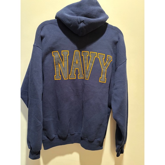 M.J. Soffe Other - Vintage MJ Soffe US Navy Hoodie Blue Yellow Made in USA Mens Large Pullover